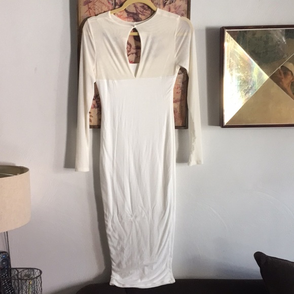 NWT NAKED WARDROBE STRETCH WHITE BODYCON MIDI DRESS M - Picture 5 of 15